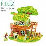 Pipi & Yaya Forest Cabin - Puzzle 3D din lemn